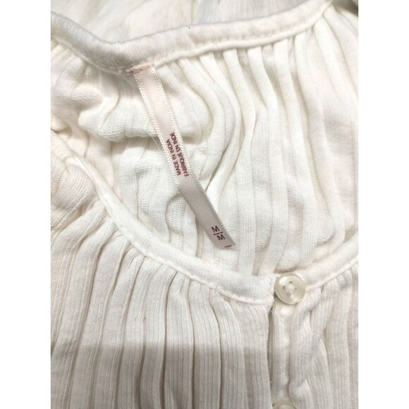 Free People Twice As Nice Maxi Tunic Top Ribbed Buttondown Tank White M 280924 - Picture 9 of 9